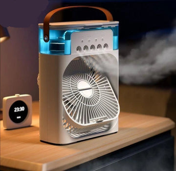 Mini Climatiseur Portable 3-en-1 & Veilleuse LED – Ventilateur Refroidisseur USB